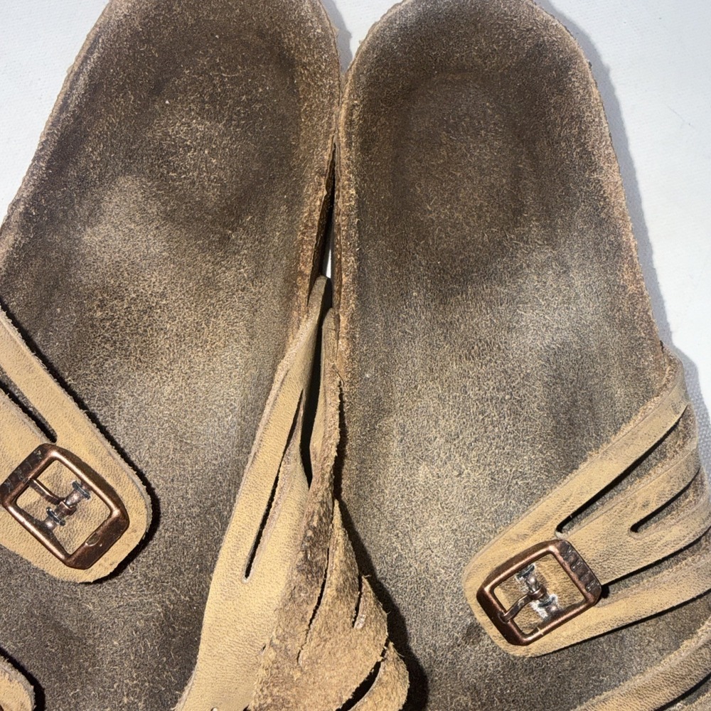 Birkenstock Womens Granada Taupe Birko Flor Sandals Slides Size 39/40 US 8/9 - Picture 3 of 14